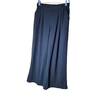 Halara Wide Leg Black Pants Size L – High Rise Cropped Trousers NWT